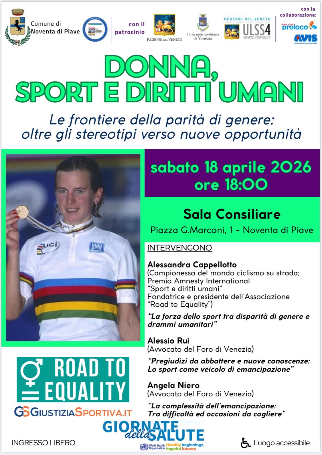 Locandina 18 aprile 2026 Noventa di Piave DONNA SPORT E DIRITTI UMANI